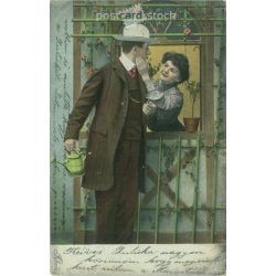   1904 - Romantikus képeslap, színezett fotólap, budapesti bélyegzéssel. (2792294)