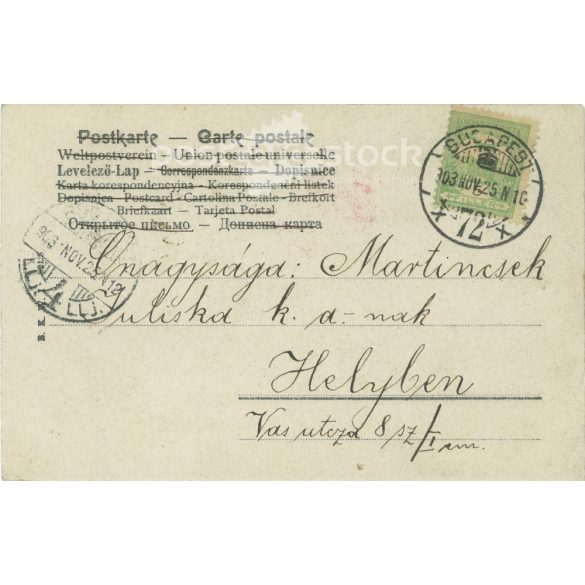 1903 - Romantikus képeslap, színezett fotólap, budapesti bélyegzéssel. (2792295)