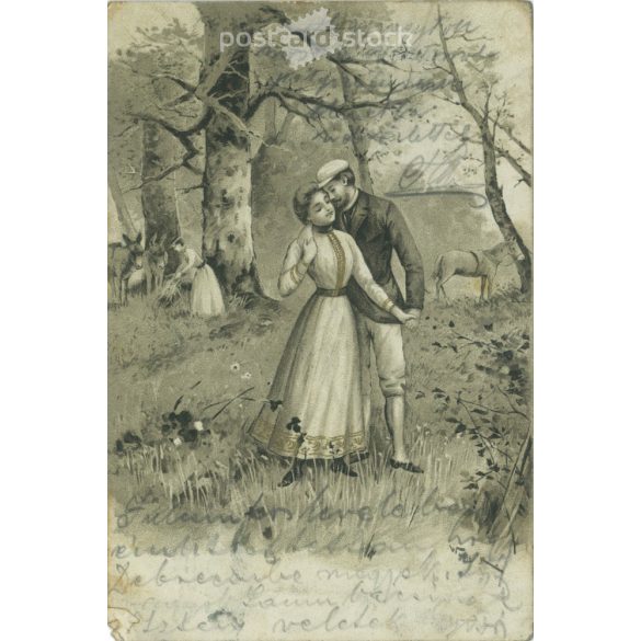 1906 - Romantikus képeslap, egyedi illusztrációval. (2792297)