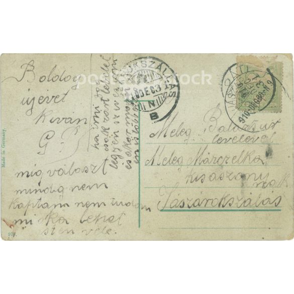 1906 - Újévi üdvözlőlap, színezett fotólap. (2792298)