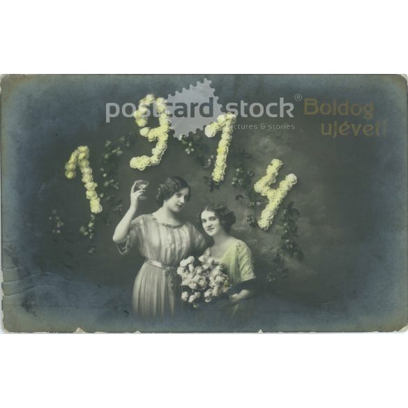 1914 - Újévi üdvözlőlap, fotólap. (2792304)