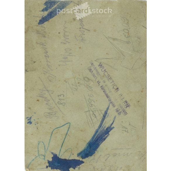 1900-as évek eleje. Családi csoportkép az udvaron. A képen szereplők személye ismeretlen. Wucsetics Illés fotóműtermében készült, Budapesten. Keménytáblára kasírozva. Kabinetfotó / keményhátú fotó / vizitkártya. (2792314)