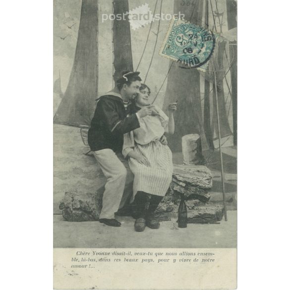 1906 - Francia, vidám fotólap, képeslap. (2792320) 