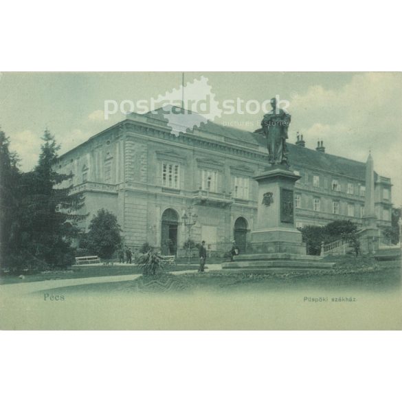 1900-as évek eleje. Pécs. Püspöki székház. Hátoldalon Derzsi Elekes Andor Ex libris bélyegzéssel.  Képeslap, fotólap. (2792333)