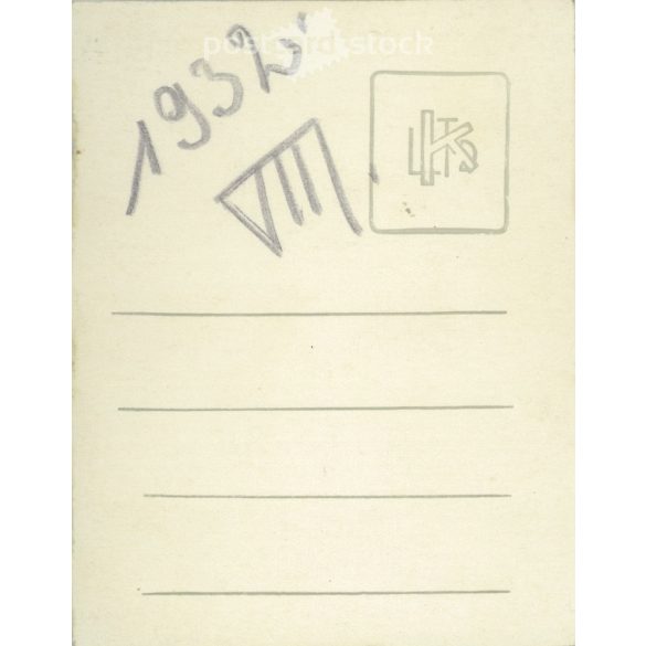1932 - Fotó a kerti hintával. Fekete-fehér eredeti papírkép, régi fotó. (2792401)