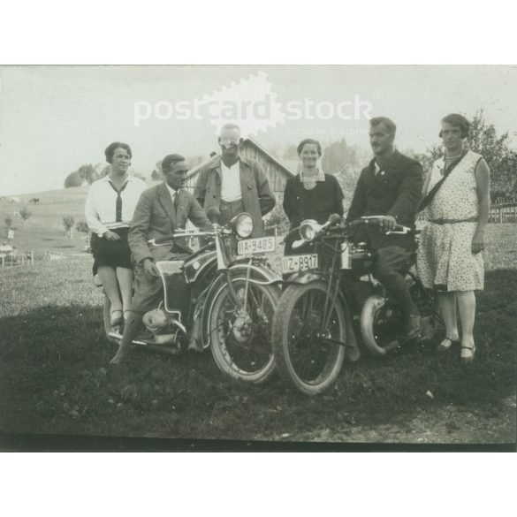 1930-as évek. Németország. Vidéki motorosok. Eredeti papírkép, régi képeslap, fotólap. (2792484)