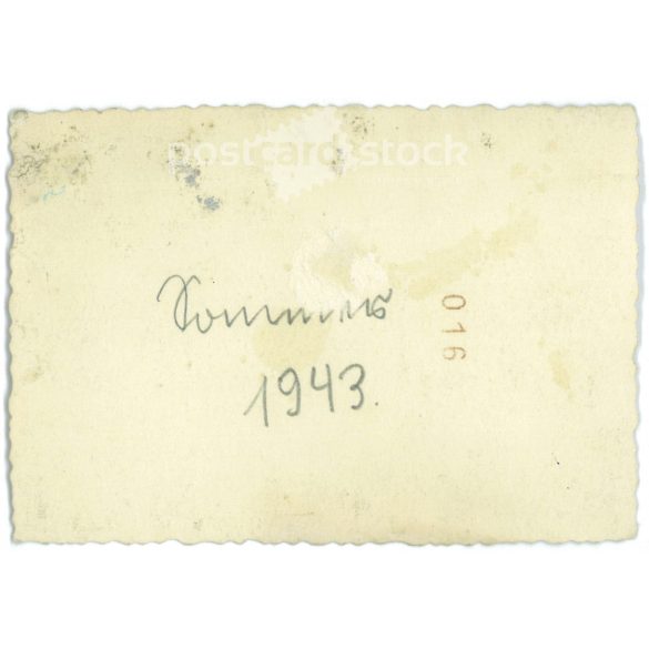 1943. Németország. Gyerekek biciklivel, egy farmon. A kép készítője és a rajta szereplő személye ismeretlen. Fekete-fehér eredeti papírkép, régi fotó.  (2792498)