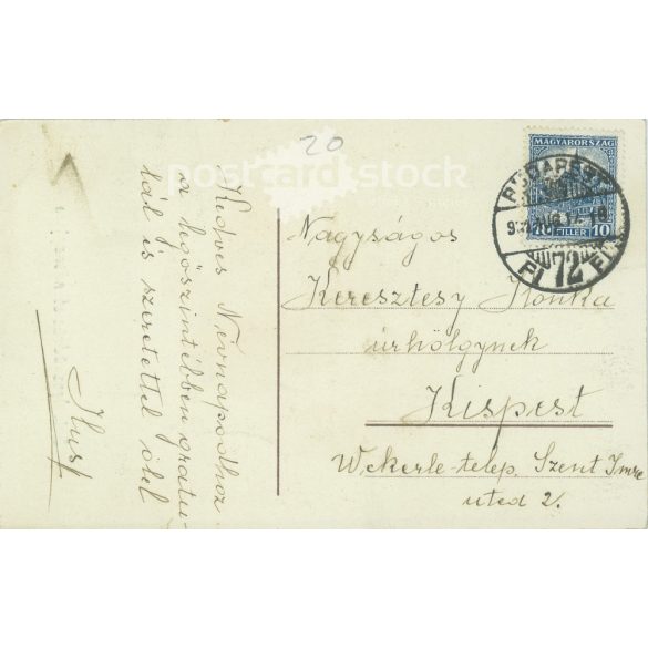1921 - Litografált, névnapi üdvözlőlap, régi képeslap. (2792534)