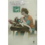 1900-as évek. Romantikus régi képeslap. Színezett fotólap. (2792551)