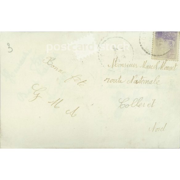 1900-as évek. Romantikus régi képeslap. Fekete-fehér fotólap. (2792552)