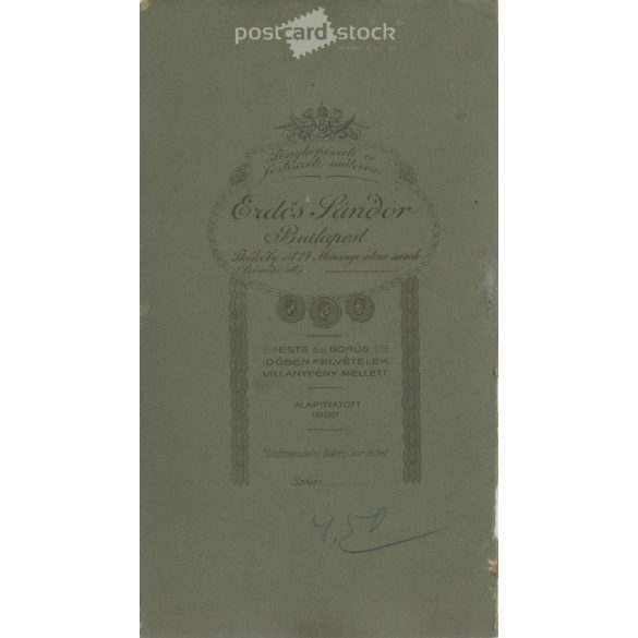 1900-as évek eleje. Családi fotó, műtermi felvétel. Erdős Sándor, fényképészeti műterme készítette, Budapesten. Régi fotó, eredeti kabinetfotó / keményhátú fotó. (2792557)
