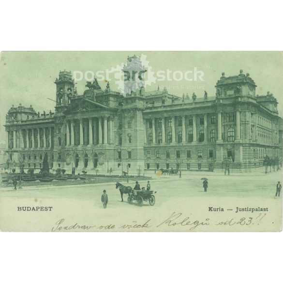 1907. Kuria épülete, Budapest. Eredeti papírkép. Régi fotó. Színezett fotólap, képeslap. (2792570)