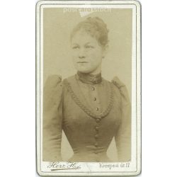   Herz Henrik fényképészeti műterem munkája. 1900-as évek eleje, Budapest. Ismeretlen, fiatal hölgy, műtermi fotója. Régi fotó, vizitkártya, CDV fotó. (2792574)