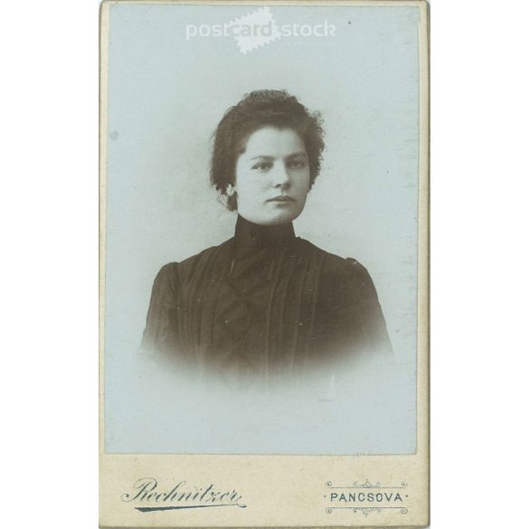 Rechnitzer Károly fényképészeti műterem munkája. 1900-as évek eleje. Pancsova, Szerbia. Katharine Kernweis, műtermi fotója. Régi fotó, vizitkártya, CDV fotó. (2792575)