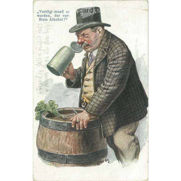 1908 - Humoros, régi képeslap. Színezett fotólap reprodukció, ofszet nyomat. (2792593)