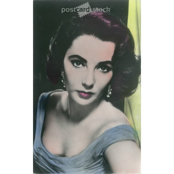 Liz Taylor amerikai filmsztár. Eredeti papírkép. Régi fotó. Színezett fotólap, régi képeslap. (2792615)