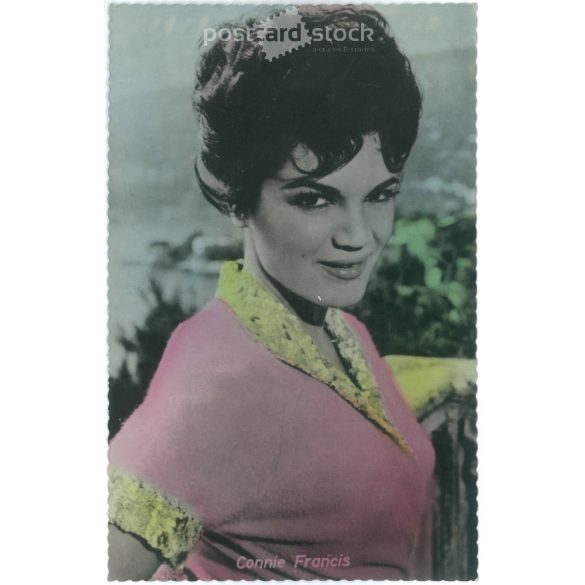 Connie Francis amerikai popénekesnő. Eredeti papírkép. Régi fotó. Színezett fotólap, régi képeslap. (2792626)