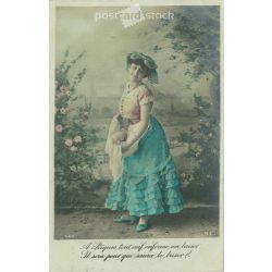   1907 - Húsvéti képeslap. Eredeti papírkép. Régi fotó. Színezett fotólap, régi képeslap. (2792648)