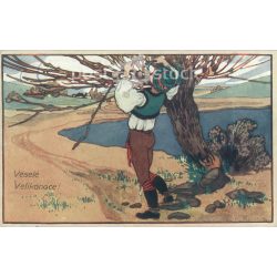   1915 - Húsvéti képeslap. Egyedi grafika, művészeti reprodukció, régi képeslap. (2792651)