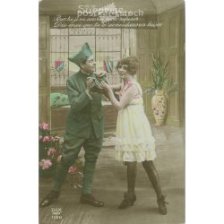   1913 - Romantikus képeslap. Eredeti papírkép. Régi fotó. Színezett fotólap, régi képeslap. (2792658)