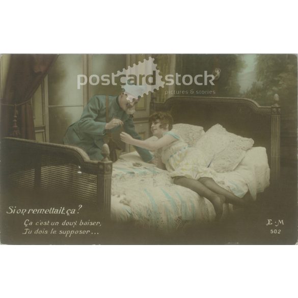 1915 - Romantikus képeslap. Eredeti papírkép. Régi fotó. Színezett fotólap, régi képeslap. (2792660)