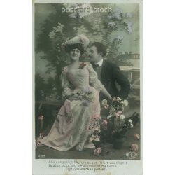   1914 – Romantikus képeslap. Eredeti papírkép. Régi fotó. Színezett fotólap, régi képeslap. (2792662)