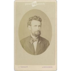   Karczag László portréfotója. Gleichenberg 1878. J. Tschopp fényképészeti műterem munkája. Régi fotó, vizitkártya, CDV fotó. (2792674)