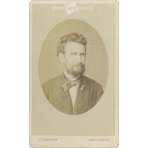 Karczag László portréfotója. Gleichenberg 1878. J. Tschopp fényképészeti műterem munkája. Régi fotó, vizitkártya, CDV fotó. (2792674)