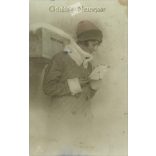 1924 - Újévi üdvözlet. Eredeti papírkép. Régi fotó. Színezett fotólap, régi képeslap. (2792685)