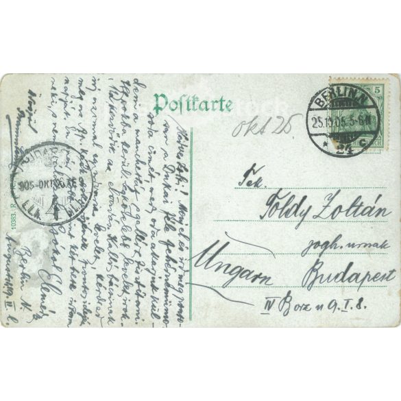 1905 - Berlin. Eredeti papírkép. Régi fotó. Színezett fotólap, régi képeslap. (2792701)