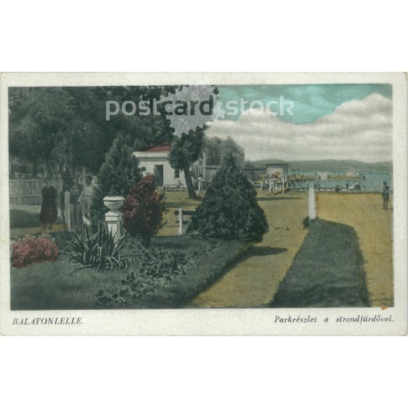 1950 – Balatonlelle. Papírkép, színezett fotó reprodukciója, régi képeslap, nyomat. (2792715)