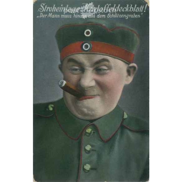 1916. Groteszk, vidám képeslap. Papírkép, színezett fotólap, régi képeslap, nyomat. (2792731)