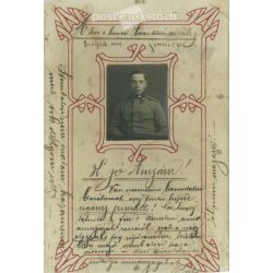   1914. Fiatal katona műtermi felvétele. Eredeti papírkép. Régi fotó. Fekete-fehér fotólap, régi képeslap. (2792733)