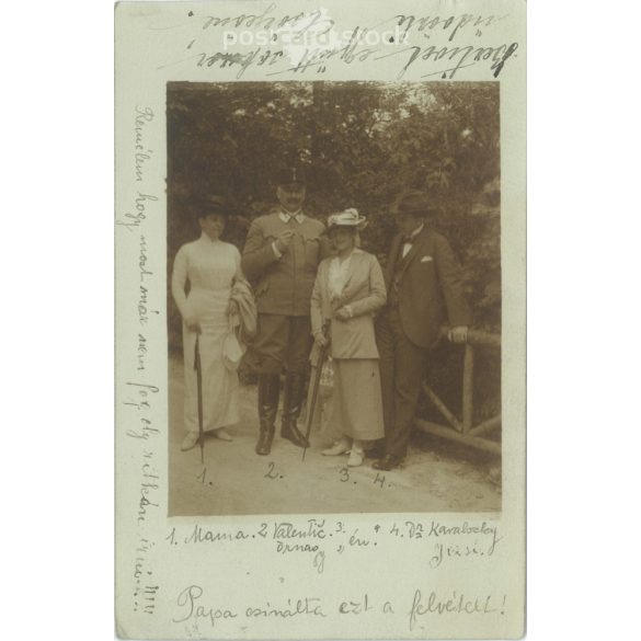1916 - Csoportkép nyaralás alkalmával. Balról a második Valentic őrnagy. Eredeti papírkép. Régi fotó. Fekete-fehér fotólap, régi képeslap. (27925737)