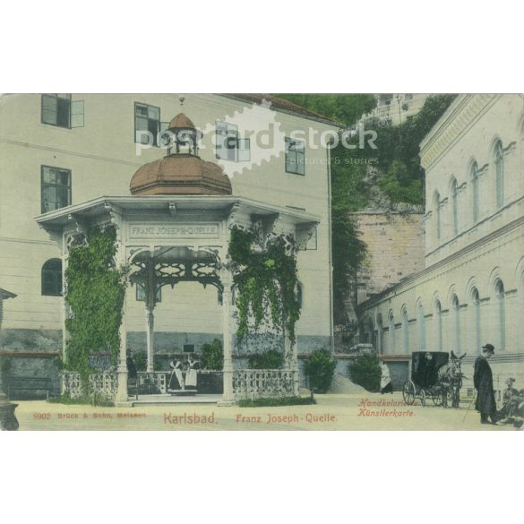1909 - Karlsbad. Csehország. Eredeti papírkép. Régi fotó. Színezett fotólap, régi képeslap. (2792743)
