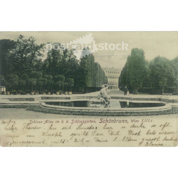 1900 - Schönbrunn. Bécs. Eredeti papírkép. Régi fotó. Színezett fotólap, régi képeslap. (2792744)