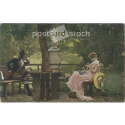   Romantikus képeslap. Reprodukció, nyomat, régi képeslap. (27925749)
