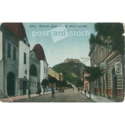   1918 - Déva látképe. Eredeti papírkép. Régi fotó. Színezett fotólap, régi képeslap. (2792752)