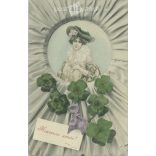 1907 - Újévi üdvözlet, régi képeslap, üdvözlőlap. Litografált, egyedi grafika. (2792764)
