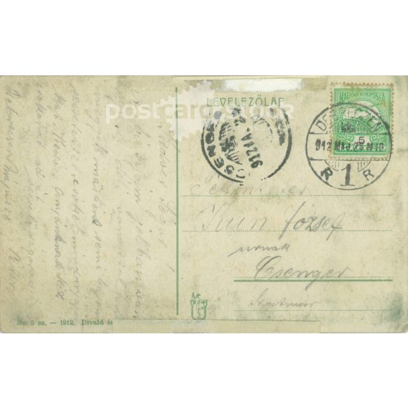 1912 - Hortobágyi puszta. Hazafelé. Régi képeslap. Litografált, egyedi grafika. (2792780)