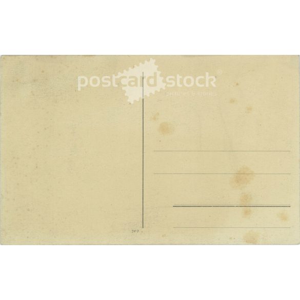 Romantikus képeslap. Színezett egyedi grafika, régi képeslap, üdvözlőlap. (2792801)