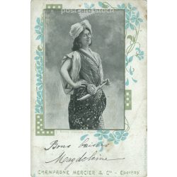   1903 - Reklám képeslap - Champagne Mercier & Co. Eredeti papírkép. Színezett fotólap, régi képeslap. (2792804)