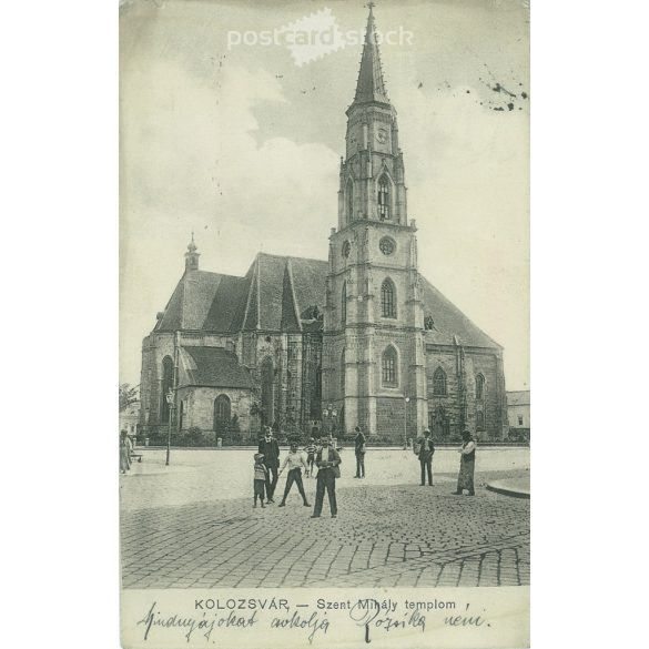 1912 - Kolozsvár, Szent Mihály templom. Eredeti papírkép, fekete-fehér fotólap, képeslap. (2792821)