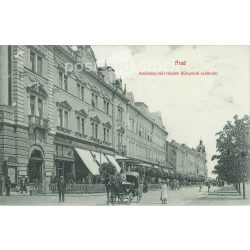   1910 - Andrássy-tér részlet, Arad. Központi szálloda. Eredeti régi fotó. Fekete-fehér fotólap, régi képeslap. (2792823)