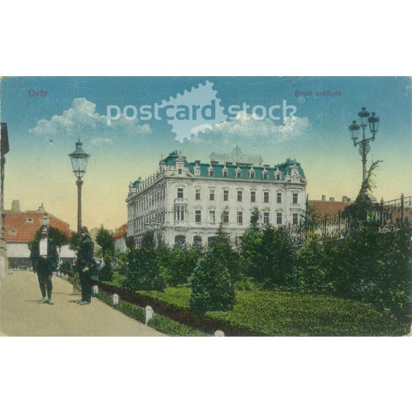 1917 - Royal szálloda, Győr. Eredeti papírkép. Színezett fotólap, régi képeslap. (2792829)