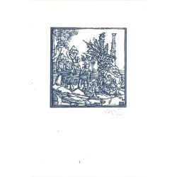   Kőnig Róbert: Cornwalltól Edinburghig 1987 - grafikai epigrammák. Cornwall I. X3. Jelzett, eredeti fametszet. Festmény és grafika kategória. (2792865)