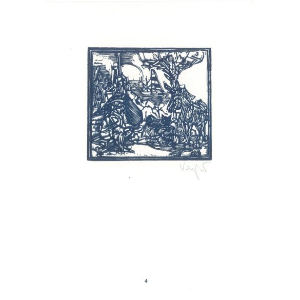 Kőnig Róbert: Cornwalltól Edinburghig 1987 - grafikai epigrammák. Land’s End X3. Jelzett, eredeti fametszet. Festmény és grafika kategória. (2792868)