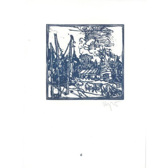 Kőnig Róbert: Cornwalltól Edinburghig 1987 - grafikai epigrammák. Devonshire X3. Jelzett, eredeti fametszet. Festmény és grafika kategória. (2792870)