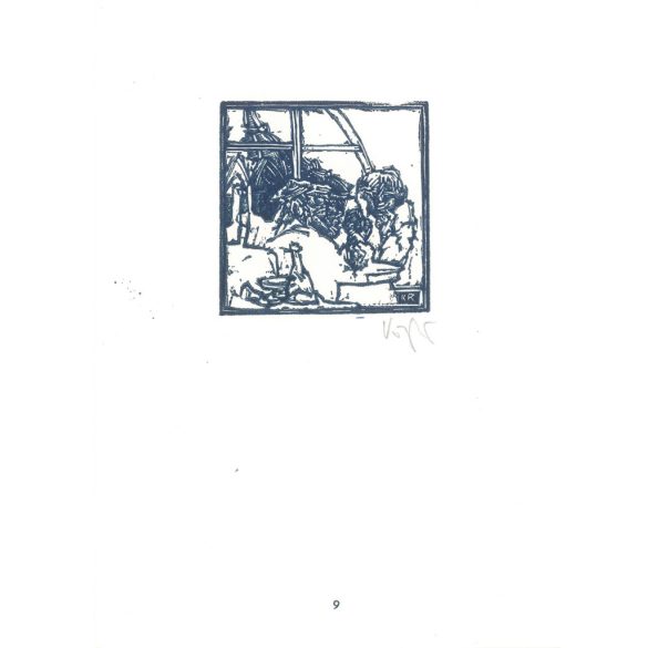 Kőnig Róbert: Cornwalltól Edinburghig 1987 - grafikai epigrammák. Salisbury II. X3. Jelzett, eredeti fametszet. Festmény és grafika kategória. (2792873)