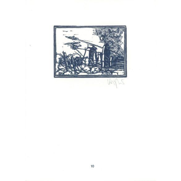 Kőnig Róbert: Cornwalltól Edinburghig 1987 - grafikai epigrammák. Stonhenge X3. Jelzett, eredeti fametszet. Festmény és grafika kategória. (2792874)